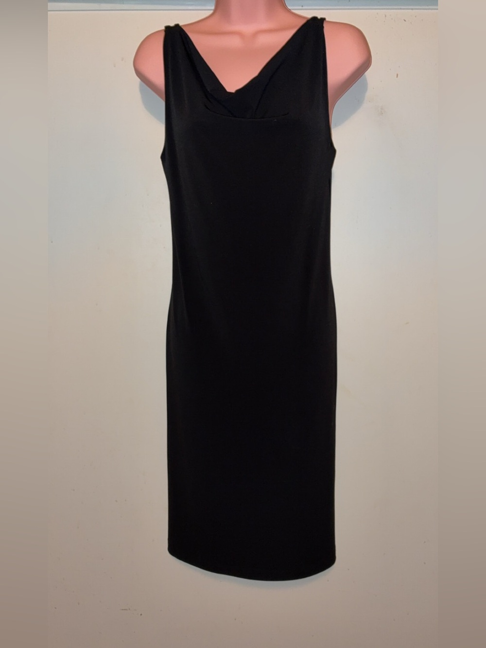 Black Sleeveless Cowl-Neck Dress